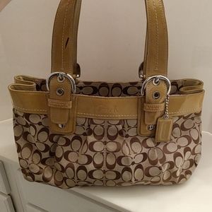 COACH Signature Soho Leather & Canvas Shoulder bag purse F13742 W/ Fob Tag